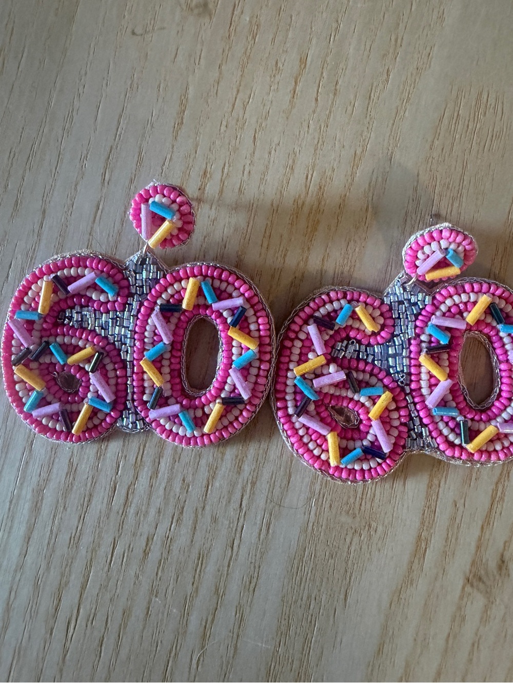 Beaded Pink '60s' Statement Earrings